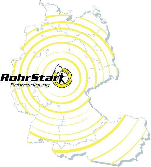Eine Deutschlandkarte, mit dem Text "RohrStar" mittig